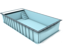 Swimming pool with integrated shutter box