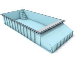 Swimming pool with concealed shutter box